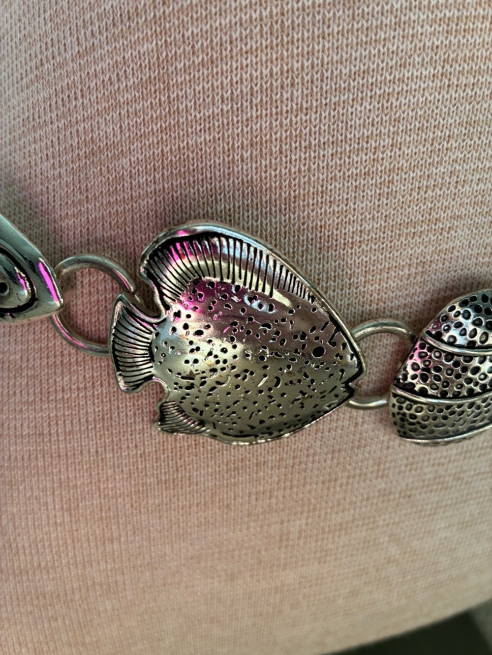Chico’s Silver Starfish Shell Theme Chain Belt Nautical Fish - Picture 10 of 10